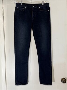 BLK DNM Black Slim Button Fly Straight Jeans